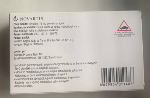 Afinitor (everolimus) 10 mg 30 tab NOVARTIS Switzerland - photo