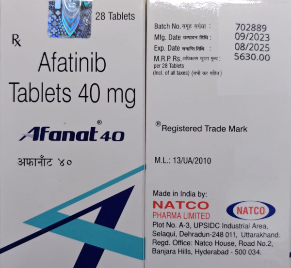   Giortif (afatinib)  40 мг 28 бат. Natco, Іndia - photo