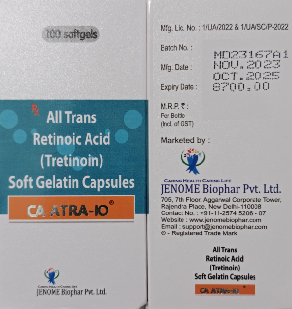 Ematra (tretinoin) 10 mg 100 caps, EMCURE, India - photo
