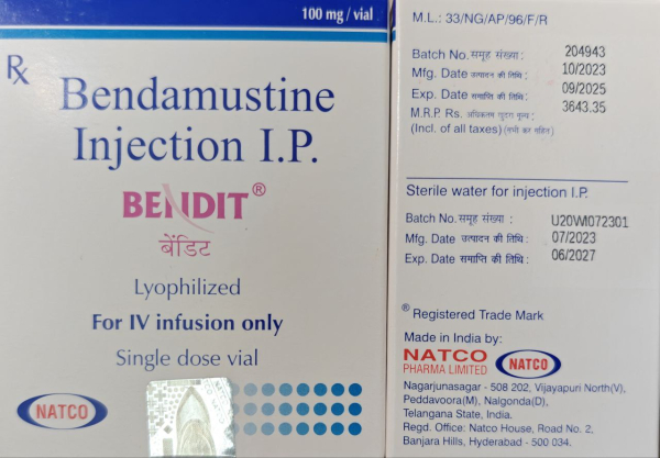 Bendit (Bendamustine) 100mg IV Injection NATCO India - photo