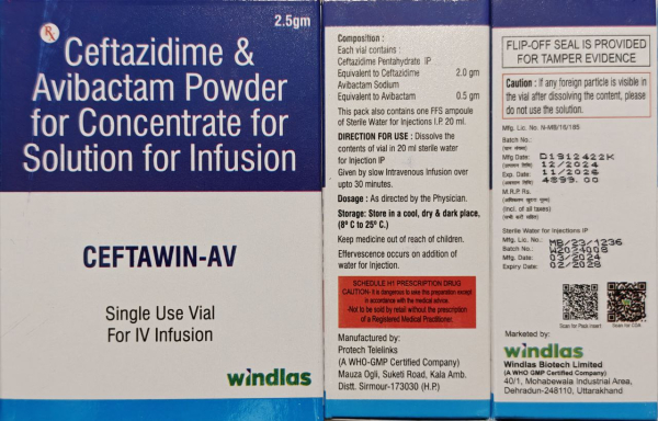 ZAVICEFTA / ЗАВИЦЕФТА 2/0,5 G  (Avibactam, Ceftazidime/Авибактам, цефтазидим)  1 фл, India - photo