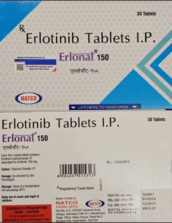 Erlonat (Erlotinib) 150 mg 30 tabs NATCO India - photo