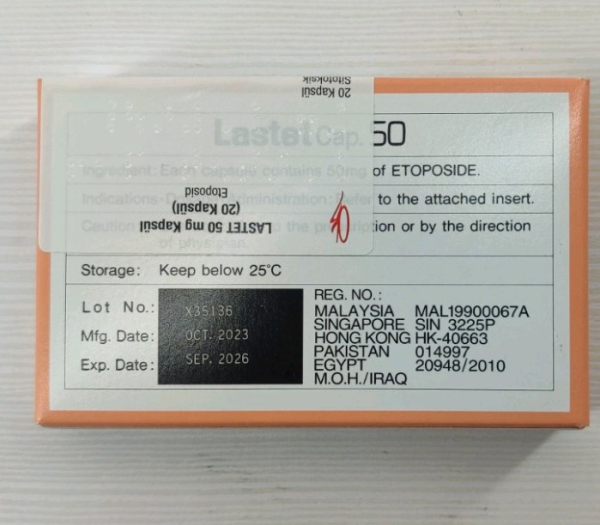 Ластет / Lastet (етопозид) капс. 50 мг №20, Kayaku, Японія - фото