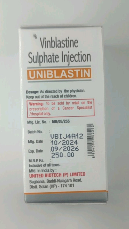 Vinblastine 10 mg, for IV, India - photo